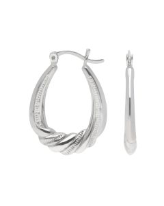 New Sterling Silver Twisted Oval Creole Hoop Earrings