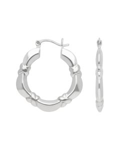 New Sterling Silver Patterned Round Creole Hoop Earrings