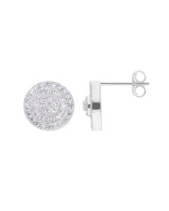 New Sterling Siver Cubic Zirconia Round Cluster Stud Earrings