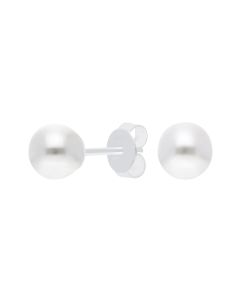 New Sterling Silver 6mm Simulated Pearl Stud Earrings