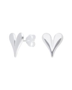New Sterling Silver Polished Heart Stud Earrings