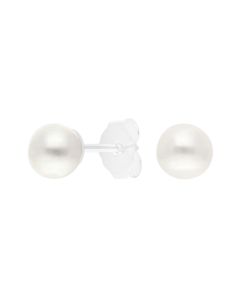 New Sterling Silver 5mm Freshwater Cultured Pearl Stud Earrings