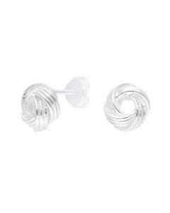 New Sterling Silver Grooved Knot Stud Earrings