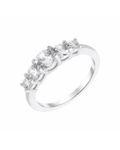 New Sterling Silver 5 Stone Graduated Cubic Zirconia Dress Ring