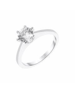 New Sterling Silver Cubic Zirconia Solitaire Ring