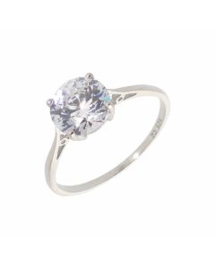 New Sterling Silver Cubic Zirconia Solitaire Style Ring