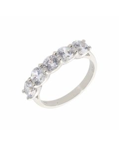 New Sterling Silver Cubic Zirconia 5 Stone Eternity Style Ring
