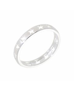 New Sterling Silver Cut-Out Star Band Ring