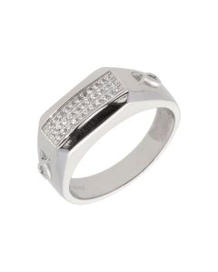 New Sterling Silver Cubic Zirconia Gents Ring