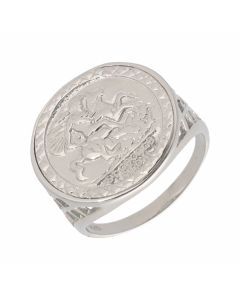 Nre Sterling Silver George & Dragon Coin Style Ring