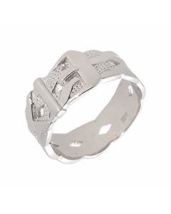 New Sterling Silver Textured 11mm Buckle Ring