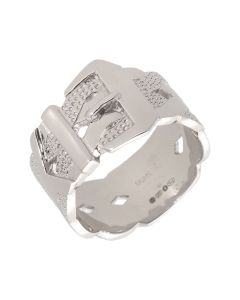 New Sterling Silver Textured 15mm Buckle Ring