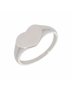 New Sterling Silver Childs Heart Shaped Signet Ring
