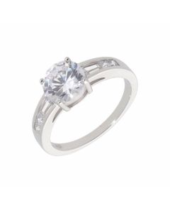New Sterling Silver Cubic Zirconia Solitaire Style Dress Ring