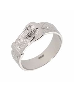 New Sterling Silver Patterned Buckle Ring