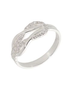 New Sterling Silver Cubic Zirconia Loop Design Ring