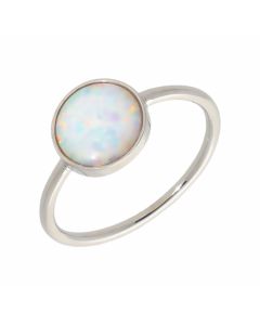 New Sterling Silver Synthetic Opal Ring
