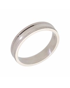 New Sterling Silver 5mm Patterned Edge Wedding Ring