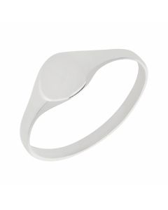 New Sterling Silver Oval Shaped Baby Signet Ring