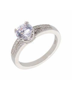 New Sterling Silver Cubic Zirconia Solitaire Style Ring