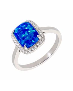 New Sterling Silver Blue Synthetic Opal & Gem Stone Ring