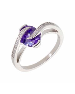 New Sterling Silver Purple Cubic Zirconia Fancy Ring