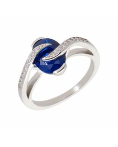 New Sterling Silver Blue Cubic Zirconia Fancy Ring