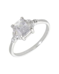 New Sterling Silver Cubic Zirconia Petals Dress Ring