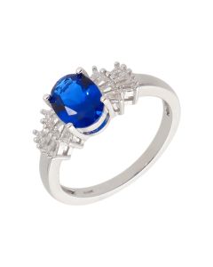 New Sterling Silver Blue Cubic Zirconia Dress Ring