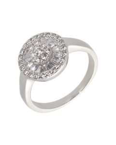 New Sterling Siver Cubic Zirconia Round Cluster Ring