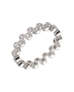 New Sterling Silver Cubic Zirconia Set Bubble Band Ring