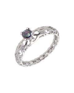 New Sterling Silver Colour Cubic Zirconia Solitaire Dress Ring