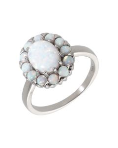New Sterling Silver Synthetic Opal Dress Ring