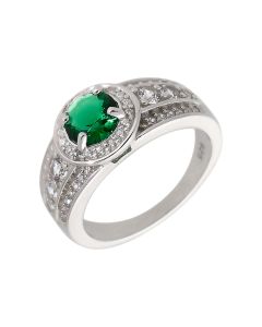 New Sterling Silver Green Cubic Zirconia Dress Ring