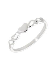 New Sterling Silver Hearts Ring