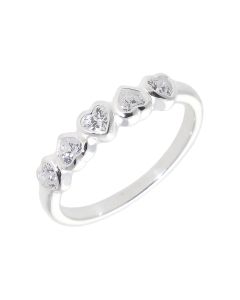 New Sterling Silver Heart Shaped Cubic Zirconia Ring