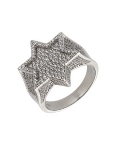 New Sterling Silver Cubic Zirconia Large Star Ring