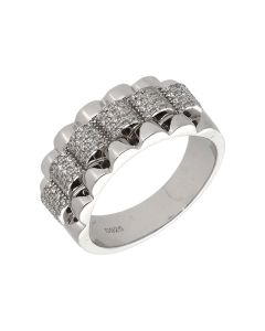 New Sterling Silver Cubic Zirconia Rolex Style Ring