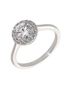 New Sterling Silver Cubic Zirconia & Moissanite Halo Ring