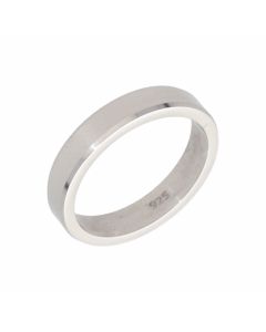 New Sterling Silver 4mm Bevelled Edge Wedding Ring