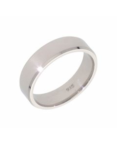 New Sterling Silver 6mm Bevelled Edge Wedding Ring