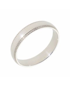 New Sterling Silver 5mm Beaded Edge Court Wedding Band
