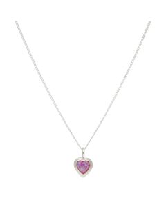 New Sterling Silver Pink Cultured Opal Heart 18" Necklace