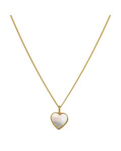 New Gold Plated Silver Mother Of Pearl Heart & 18" Necklace