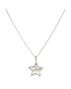 New Sterling Silver Mother Of Pearl Star 18" Chain Necklace