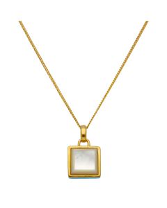 New Gold Plated Sterling Silver Mother Of Pearl 18" Necklace