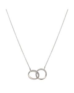 New Sterling Silver Cubic Zirconia 2 Ring Eternity 17 Necklace