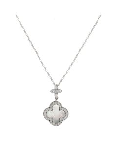 New Sterling Silver Mother Of Pearl & Gem Stone Petal Necklace
