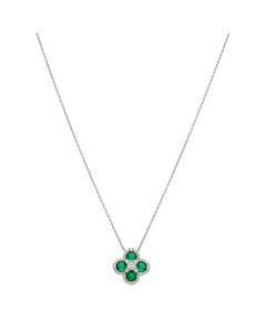 New Sterling Silver Green Cubic Zirconia Petal 16"-18" Necklace