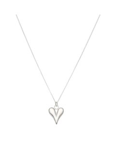 New Sterling Silver Polished Heart Pendant & 16-18" Necklace